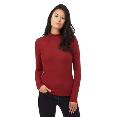Principles by Ben de Lisi Red ribbed roll neck top